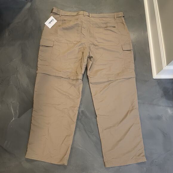 Cabela’s Convertible Cargo Pants Men 42x30 Belted Classic Fit Ankle Zip Tan - Picture 8 of 9